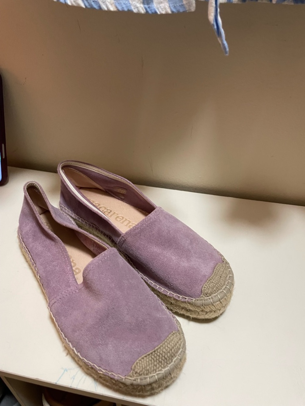 Macarena Suede Espadrille Flats in Dusty Lavender